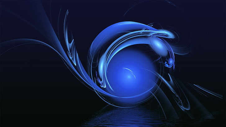 blue orb abstract painting, ball, shape, neon, backgrounds, curve, HD wallpaper