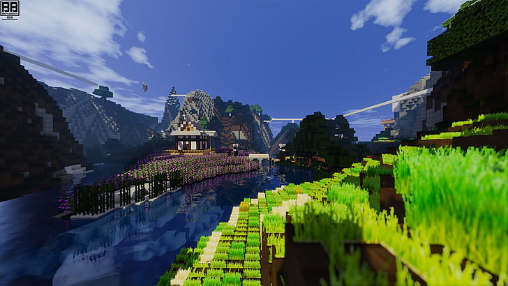 Minecraft game application screenshot, video games, pixels, nature, HD wallpaper