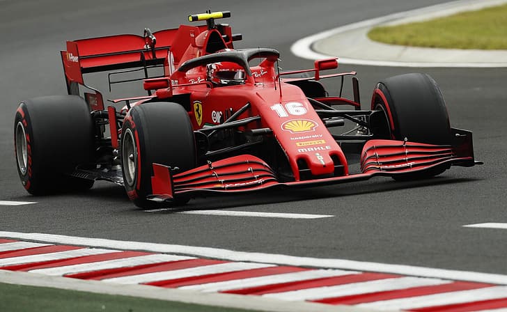 Ferrari F1, Formula 1, red cars, race tracks, Charles Leclerc, HD wallpaper
