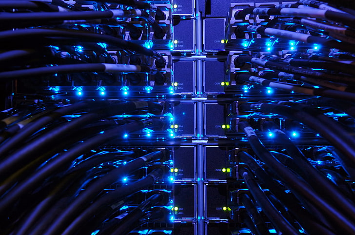 black coated wires, network, Internet, server, technology, computer Network