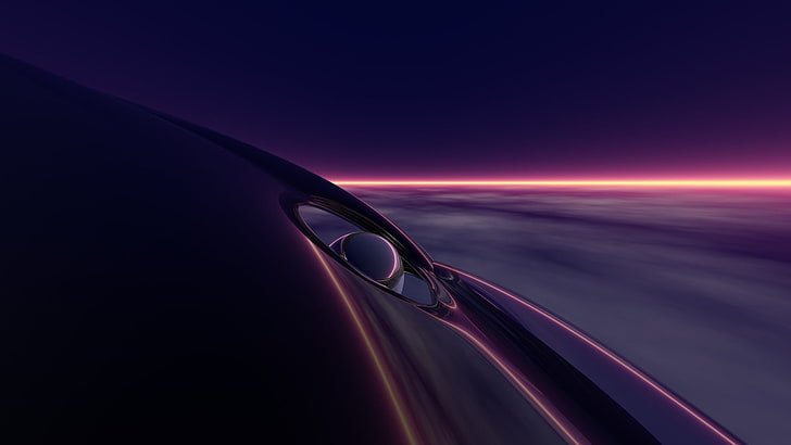 purple, horizon, digital art, sky, motion, transportation, mode of transportation, HD wallpaper