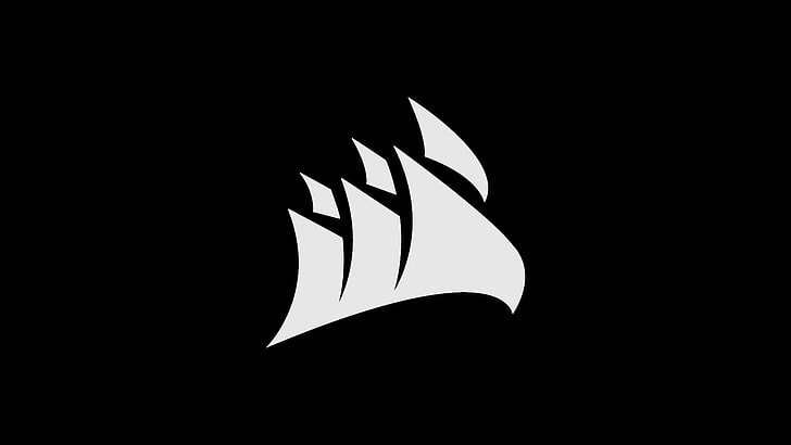 gray logo, Corsair, PC gaming, minimalism, monochrome, copy space
