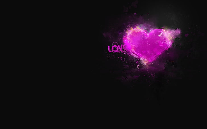pink heart smoke wallpaper, artwork, love, typography, heart shape, HD wallpaper