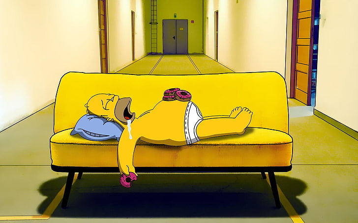 Homer Simpson Sleeping, Homer Simpson, Cartoons, the simpsons, HD wallpaper
