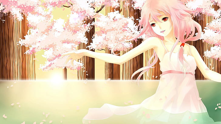 anime, anime girls, long hair, pink hair, red eyes, smiling, HD wallpaper