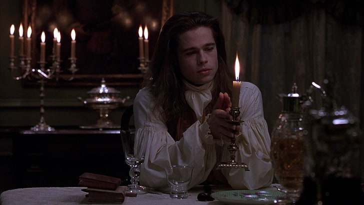 interview with the vampire, one person, glass, candle, alcohol