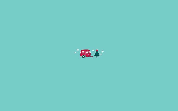 HD wallpaper: bus and Christmas tree wallpaper, snowflakes, new year ...