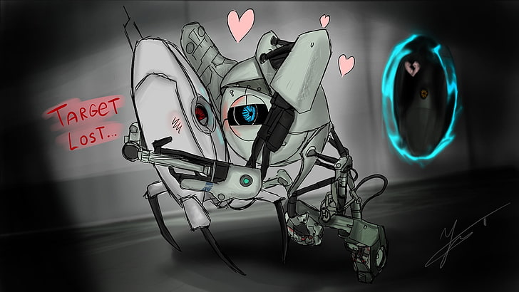 gray robot digital wallpaper, Portal (game), Portal 2, video games
