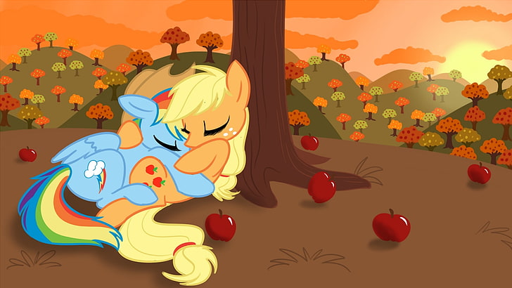my little pony rainbow dash cuddling applejack 1920x1080  Technology Apple HD Art