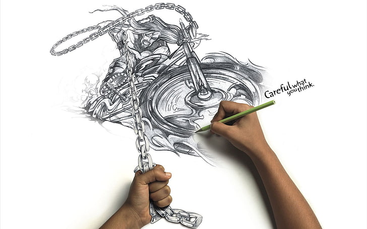 HD wallpaper: person holding green pencil drawing man riding motorcycle  sketch | Wallpaper Flare