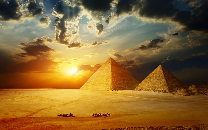 Egypt, pyramids, tourism, sand, landscape, blur, bokeh, HDR, travel, HD wallpaper