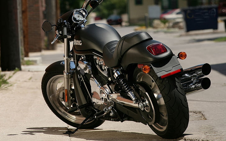 black cruiser motorcycle, harley-davidson, bike, style, chrome