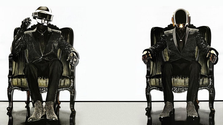 two brown-and-black armchairs, Daft Punk, no people, representation
