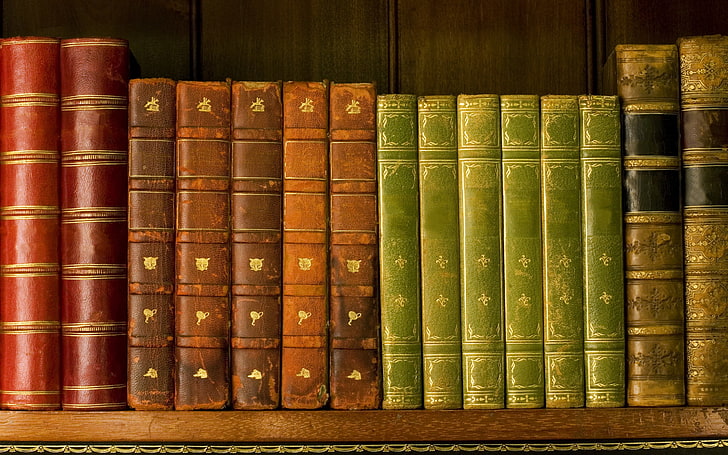 assorted-color book lot, shelf, library, roots, books, bookshelf