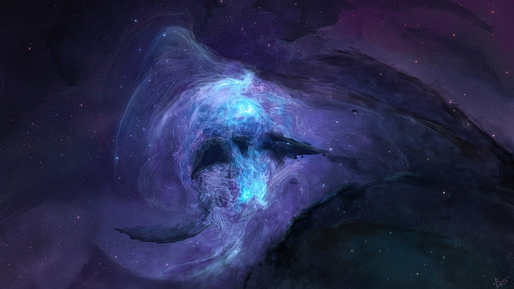 blue, black, and white galaxy digital wallpaper, nebula, space