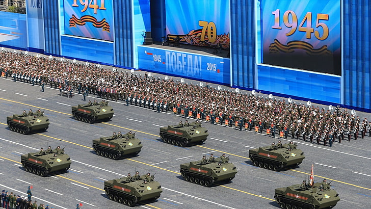 several tank toys, military, Victory Day, Moscow, Russia, airborne