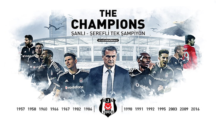 The Champions BJK poster, Besiktas J.K., soccer clubs, Turkish, HD wallpaper