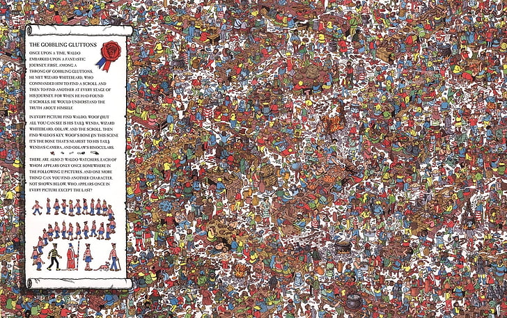 gray textile, Game, Where's Waldo?, People, no people, multi colored, HD wallpaper
