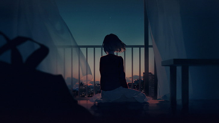 silhouette of person illustration, Silent Voice movie scene, city