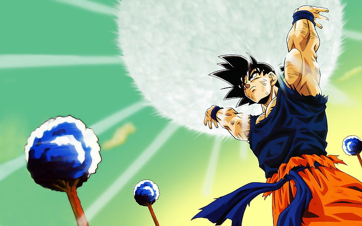 Son Goku illustration, Dragon Ball, Spirit Bomb, Namek, anime boys