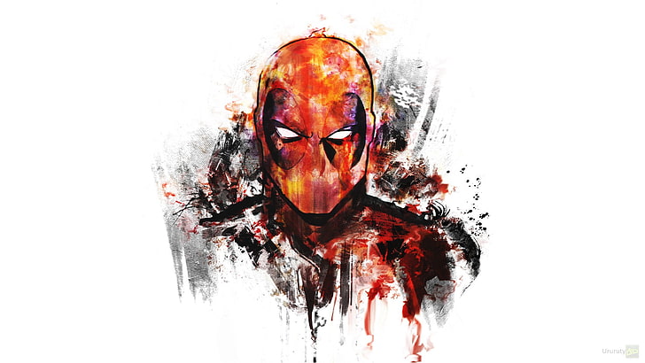 Marvel Deadpool illustration, digital art, white background, artwork, HD wallpaper