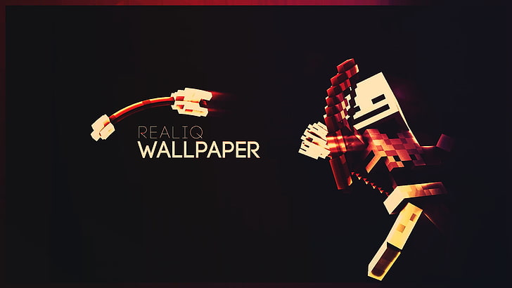 Reliq Wallpaper Ad, Minecraft, western script, text, black background