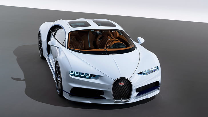 bugatti chiron, luxury vehicle, supercar, white car, HD wallpaper