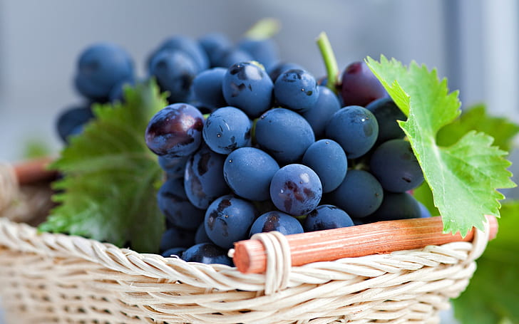 Grapes Basket, fruits, HD wallpaper