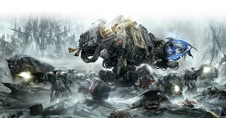 untitled, Warhammer 40,000, space marines, space wolves, Dreadnought, HD wallpaper