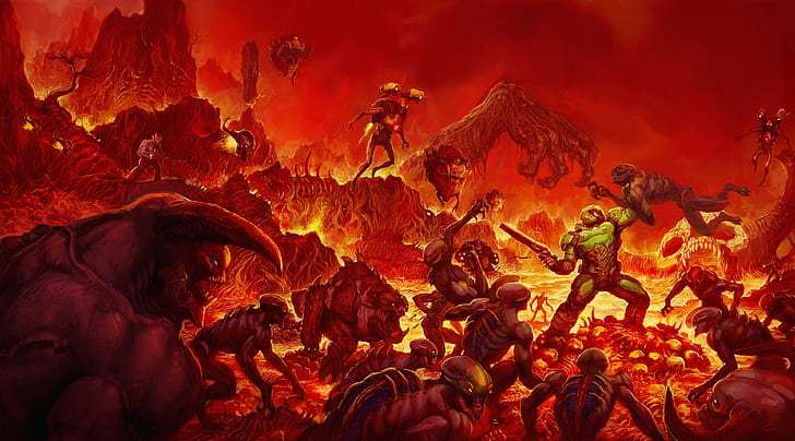 Doom 2016 video game Hell, Games, Other Games, Artwork, videogame, HD wallpaper