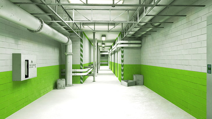white and green wall, video games, Mirror's Edge, architecture, HD wallpaper