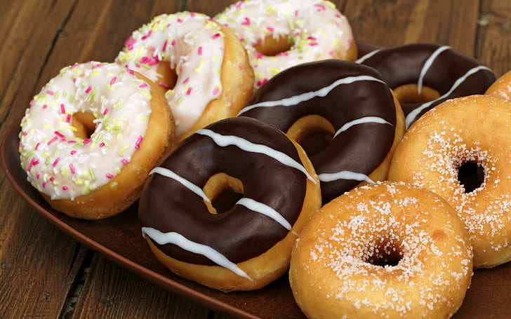 Tasty Donuts, nine doughnuts, cookies, yummy, beautiful, sweets