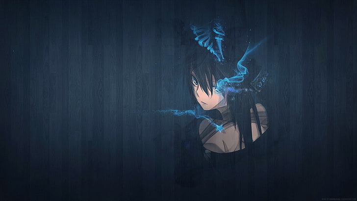 Black Rock Shooter, one person, full length, adult, underwater