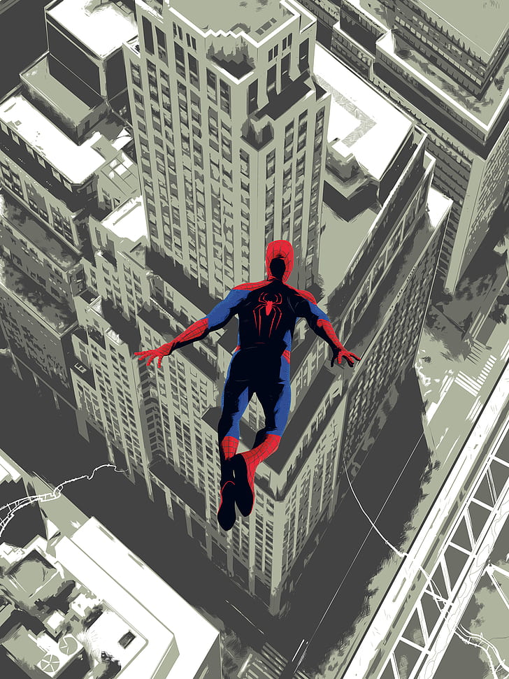 HD wallpaper: Spider-Man, superhero, artwork, jumping, portrait display |  Wallpaper Flare