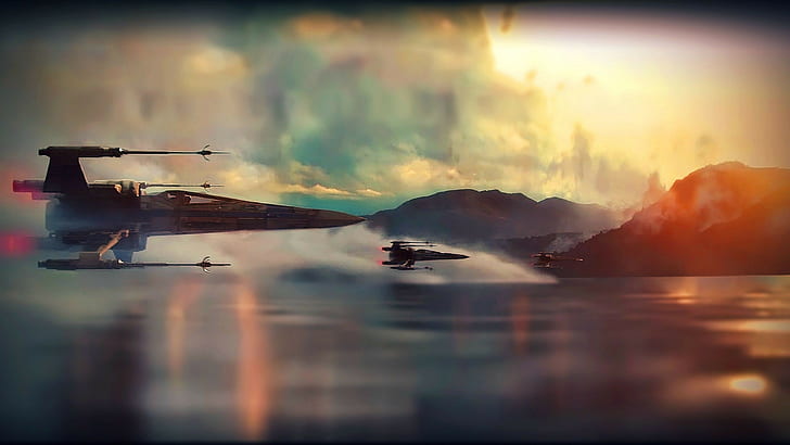 Star Wars, X-wing, Lake District, HD wallpaper
