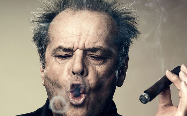actor, Cigars, Jack Nicholson, smoking, portrait, headshot, HD wallpaper