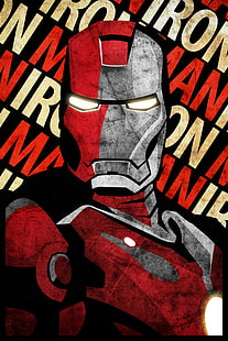 Iron Man illustration, poster, red, no people, full frame, text HD wallpaper