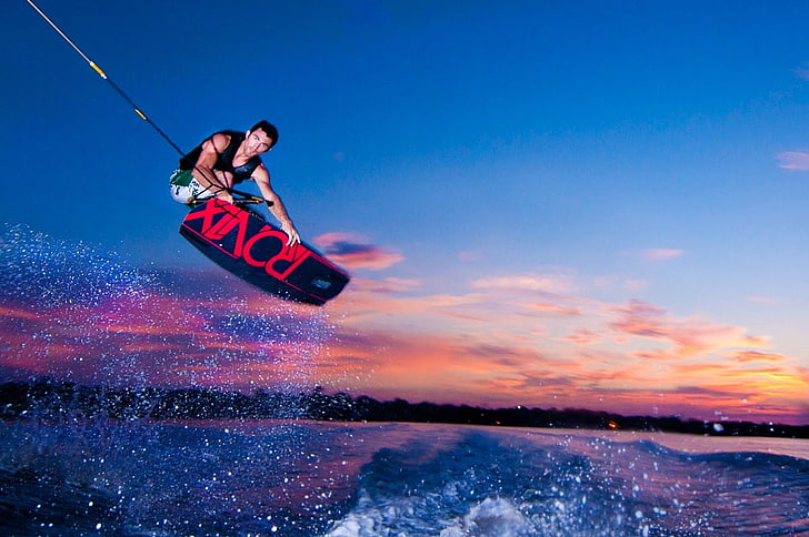 Wakeboard, black and red wakeboard, Sports, Other, motion, sky, HD wallpaper