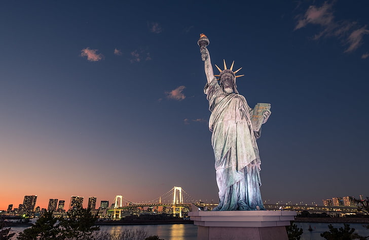 Statue of Liberty, Tokyo, Japan, Asia, City, Travel, Landscape, HD wallpaper
