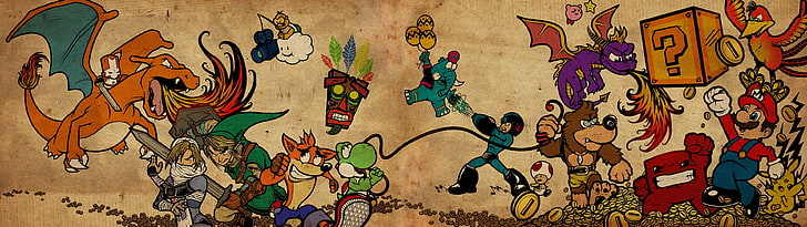 Nintendo characters illustration, Pokemon painting, Pokémon trainers