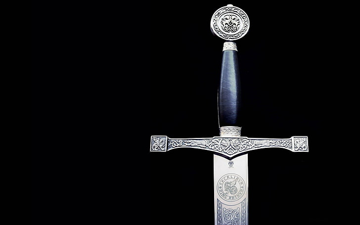 black and gray sword handle, king Arthur, Excalibur, legend, religion, HD wallpaper