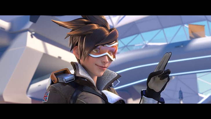 Overwatch, Blizzard Entertainment, Tracer (Overwatch), smiling, HD wallpaper