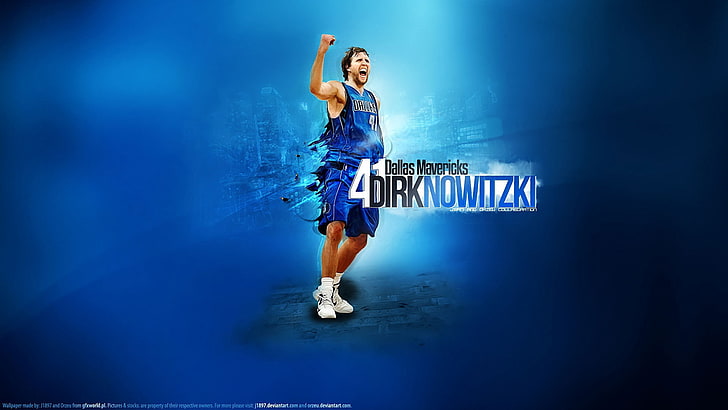 men's blue basketball jersey, dirk nowitzki, basketball player, HD wallpaper