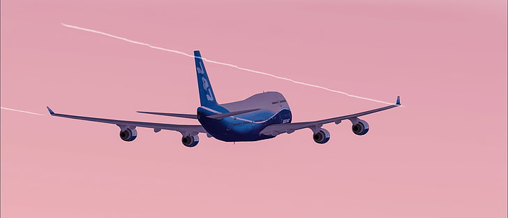 Boeing, Boeing 747, airplane, clouds, mode of transportation