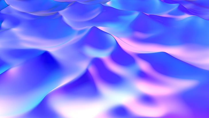 blue and purple digital wallpaper, Gradient, Waves, Neon, iOS 11