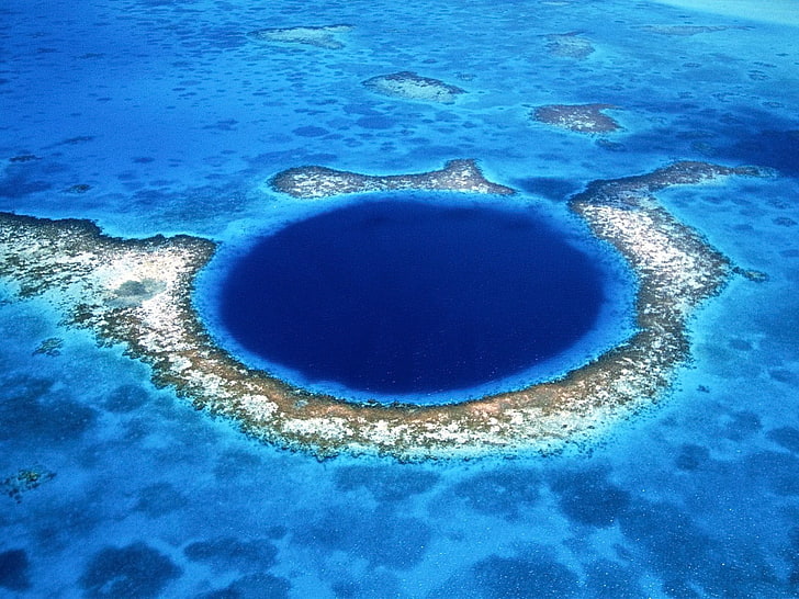 Great Blue Hole, Island, Atoll, sea, nature, water, vacations, HD wallpaper