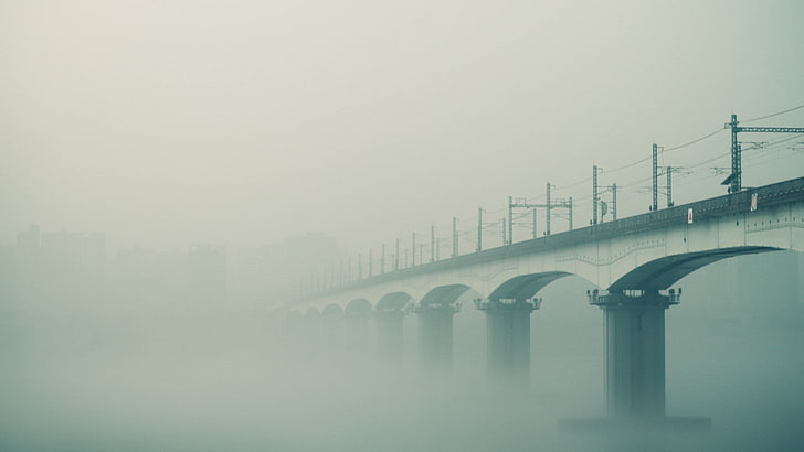 bridge, mist, fog, built structure, architecture, bridge - man made structure, HD wallpaper