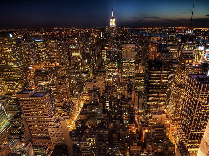 city skyline, Empire State Building, cityscape, New York City