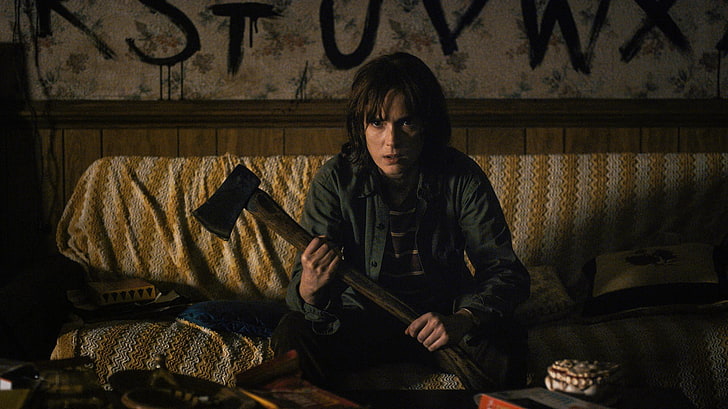 men's black jacket, Stranger Things, Netflix, axes, Winona Ryder, HD wallpaper