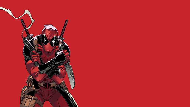 Deadpool illustration, Marvel Comics, futuristic, weapon, warrior